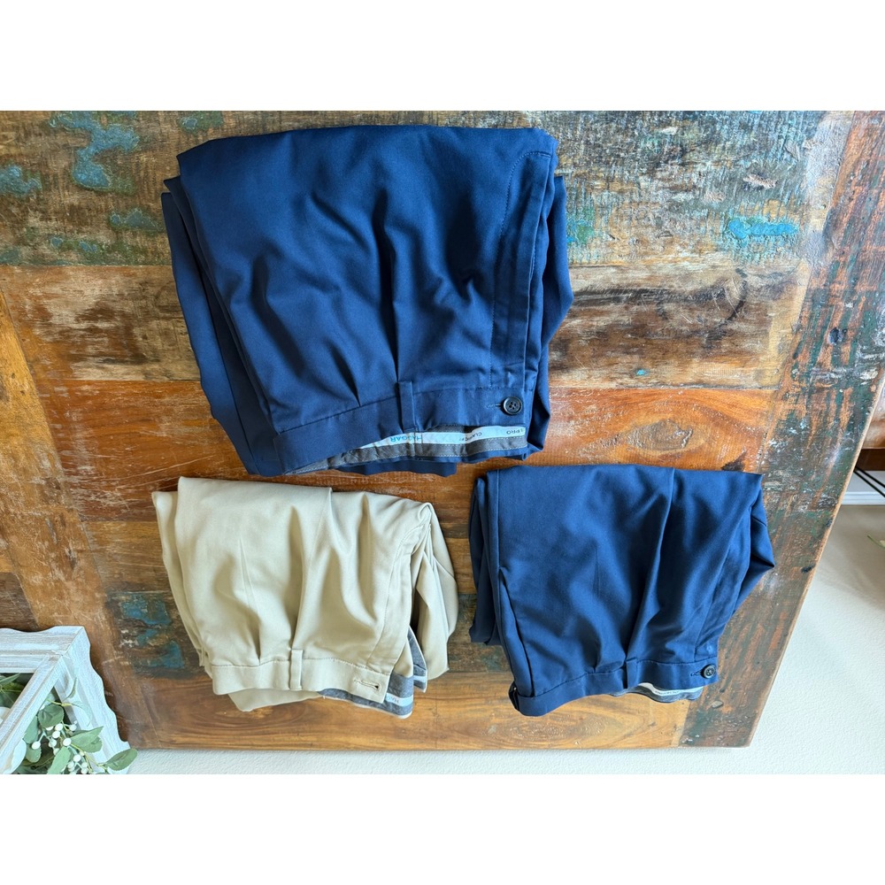 Lot 2 men's 40x 34 cool 18 pro haggar dress pants- 2 navy 1 tan